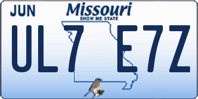 MO license plate UL7E7Z
