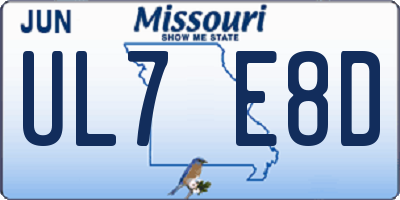 MO license plate UL7E8D