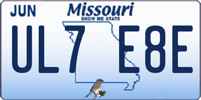 MO license plate UL7E8E