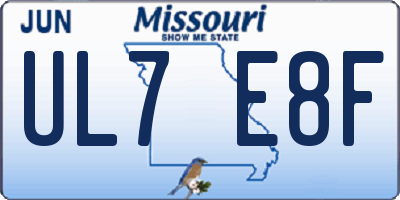 MO license plate UL7E8F