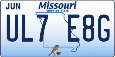 MO license plate UL7E8G