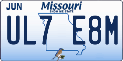 MO license plate UL7E8M
