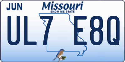 MO license plate UL7E8Q