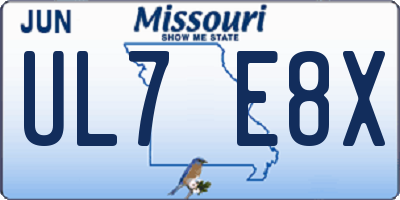 MO license plate UL7E8X