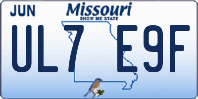 MO license plate UL7E9F