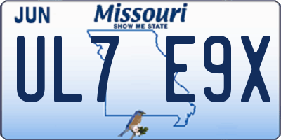 MO license plate UL7E9X