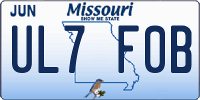 MO license plate UL7F0B
