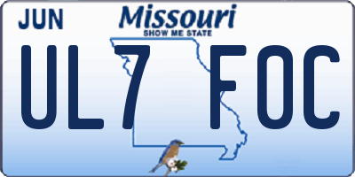 MO license plate UL7F0C