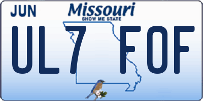 MO license plate UL7F0F
