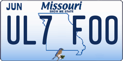 MO license plate UL7F0O