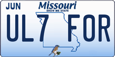 MO license plate UL7F0R