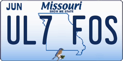 MO license plate UL7F0S