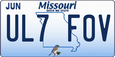 MO license plate UL7F0V