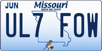 MO license plate UL7F0W