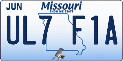 MO license plate UL7F1A