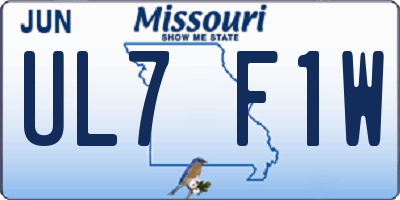 MO license plate UL7F1W