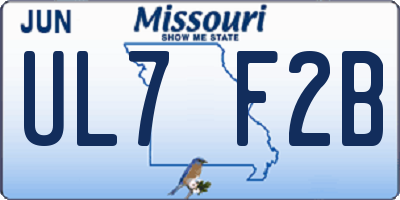 MO license plate UL7F2B
