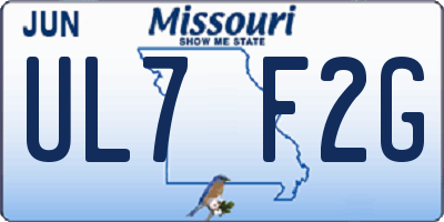 MO license plate UL7F2G