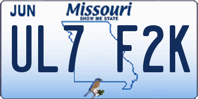 MO license plate UL7F2K