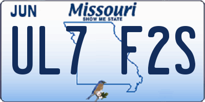 MO license plate UL7F2S