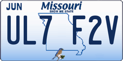 MO license plate UL7F2V