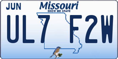 MO license plate UL7F2W