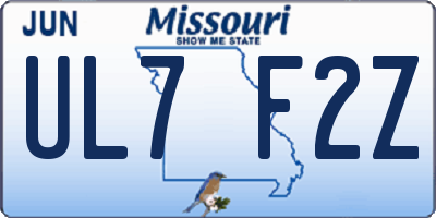 MO license plate UL7F2Z