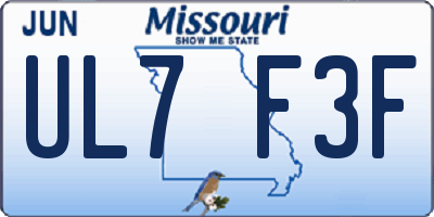 MO license plate UL7F3F