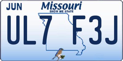 MO license plate UL7F3J
