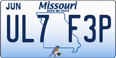 MO license plate UL7F3P