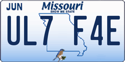 MO license plate UL7F4E