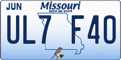 MO license plate UL7F4O