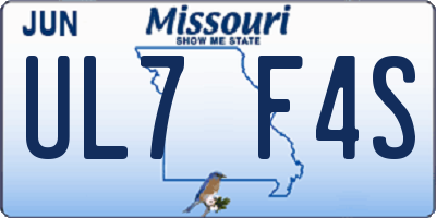 MO license plate UL7F4S