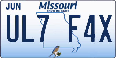 MO license plate UL7F4X