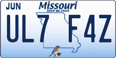 MO license plate UL7F4Z