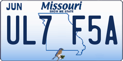 MO license plate UL7F5A