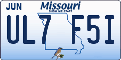 MO license plate UL7F5I