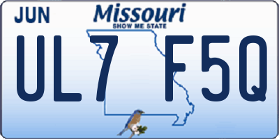 MO license plate UL7F5Q