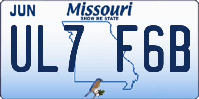 MO license plate UL7F6B