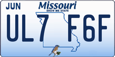 MO license plate UL7F6F