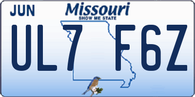 MO license plate UL7F6Z