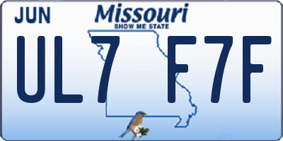 MO license plate UL7F7F