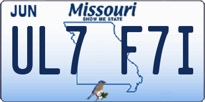MO license plate UL7F7I