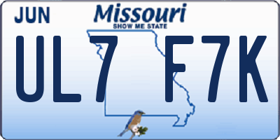 MO license plate UL7F7K