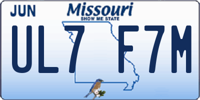 MO license plate UL7F7M