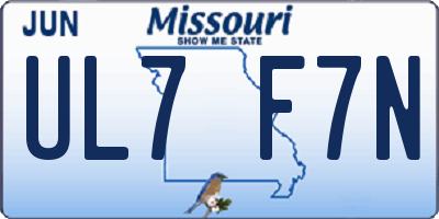 MO license plate UL7F7N