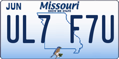 MO license plate UL7F7U