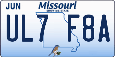 MO license plate UL7F8A