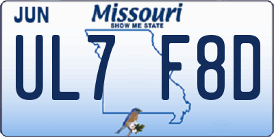 MO license plate UL7F8D