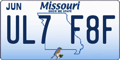 MO license plate UL7F8F